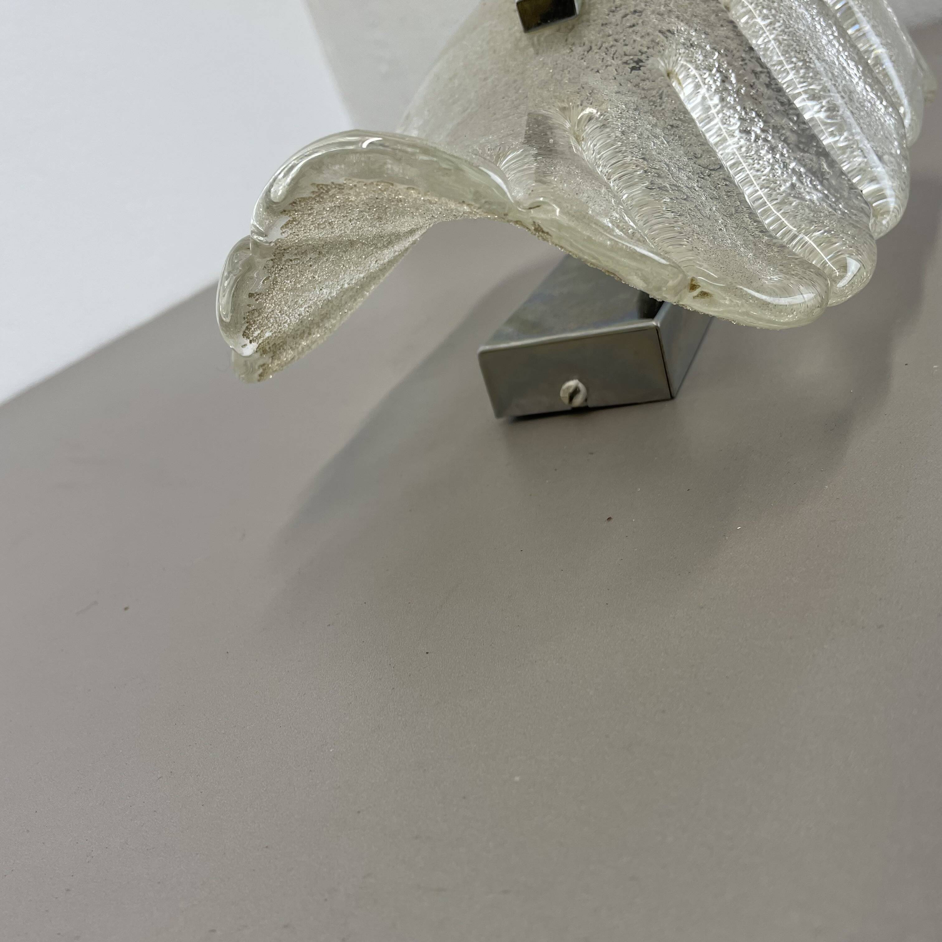 Large Wall Light from Murano Ice Glass, 29cm, Sölken Leuchten Germany, 1970