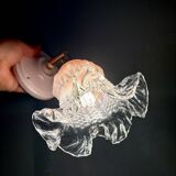 Vintage pink and clear glass tulip wall light.