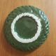 Vintage pocket empty cup in green braided ceramic basket style