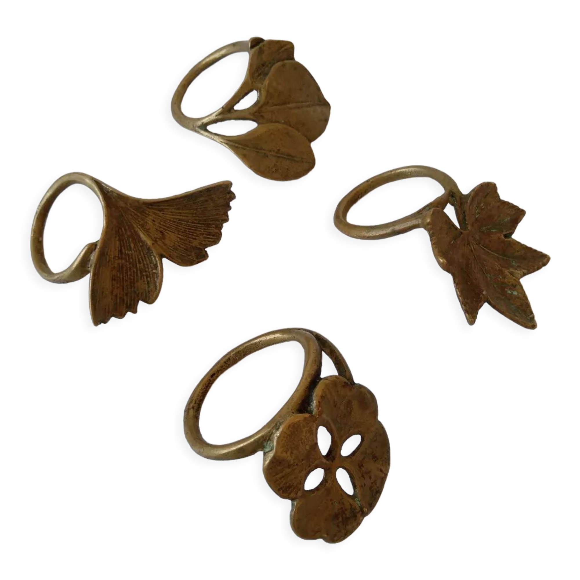 Vintage vegetable brass napkin rings