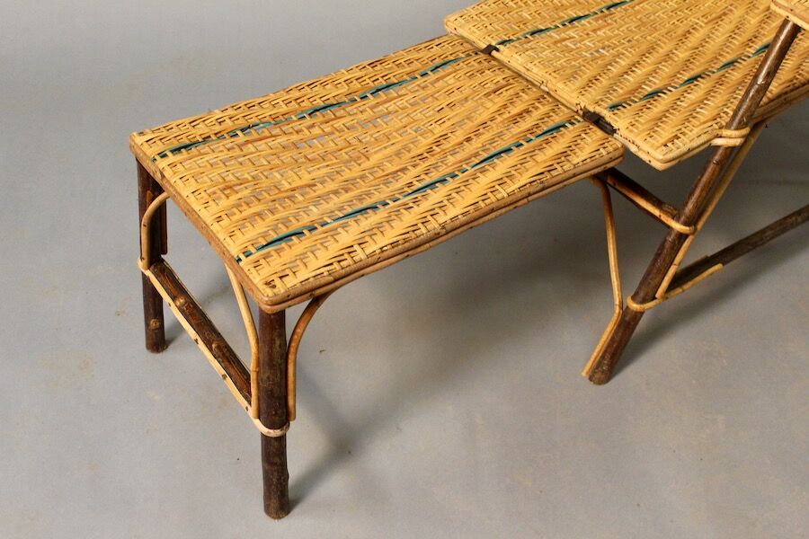 Folding rattan chaise longue 1900