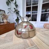 Mother-of-pearl pendant - pink leaf decorations