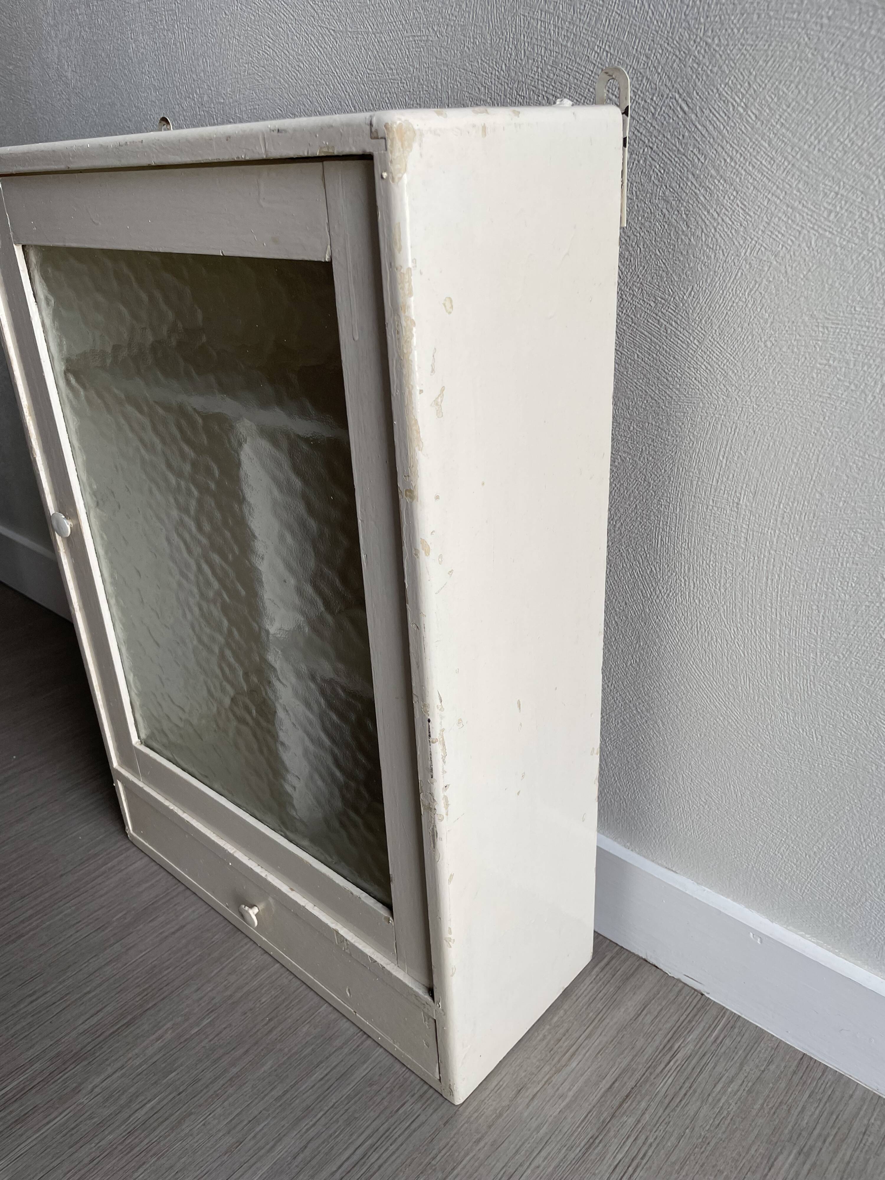 Bathroom cabinet pharmacy patinated wood