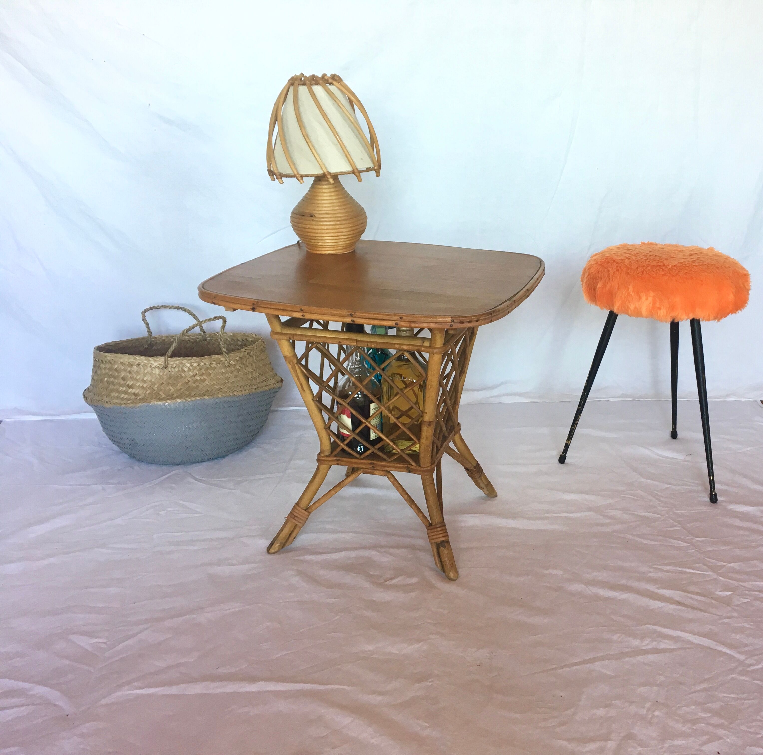 Bar table, vintage rattan