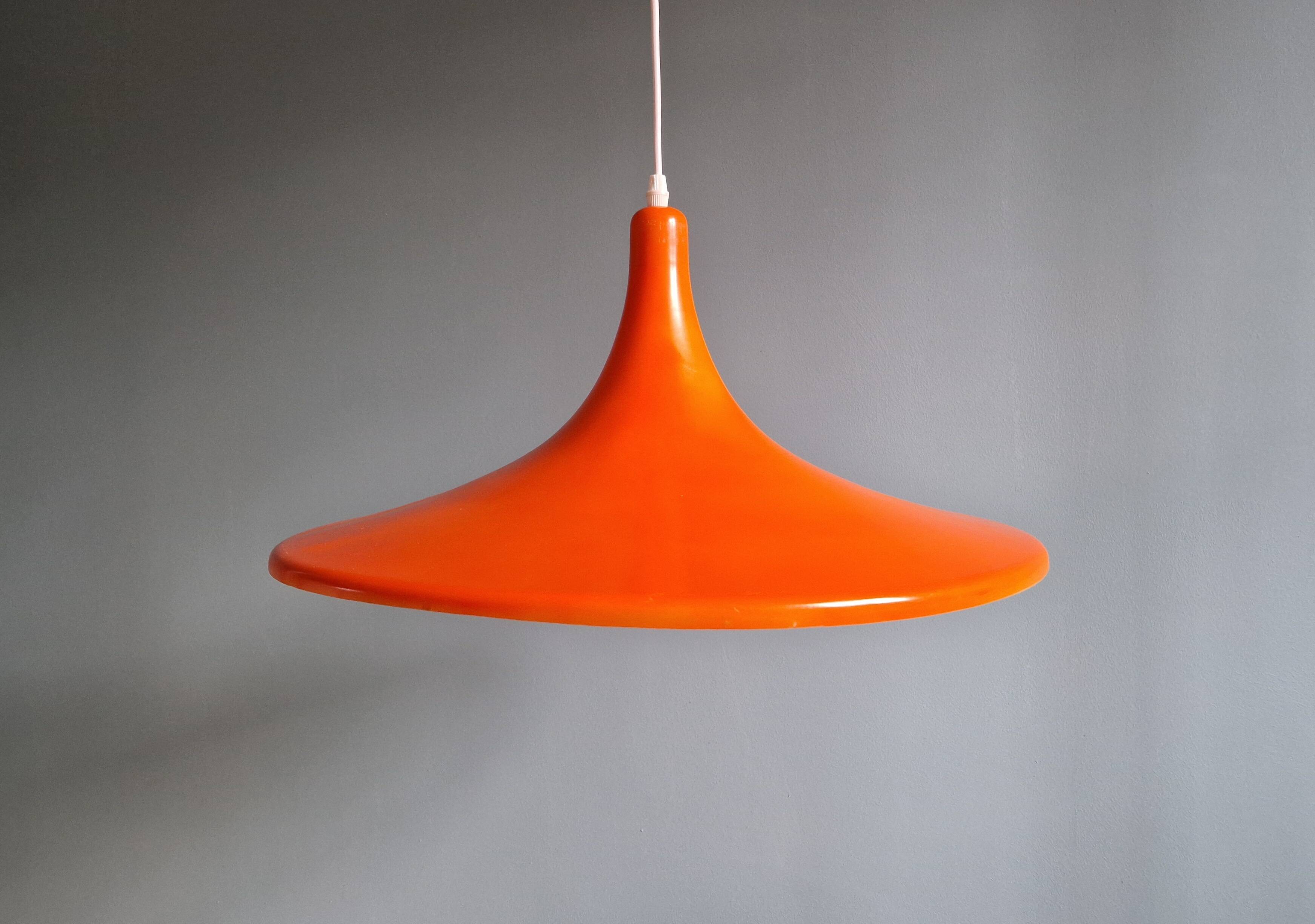Large vintage orange plastic pendant light
