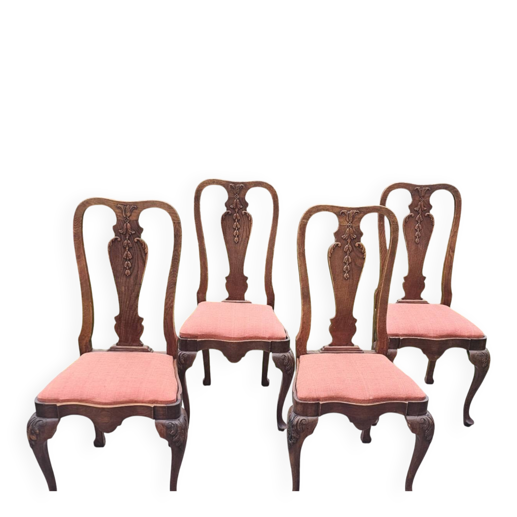 Set of 4 carved wooden chairs from the late 19th century in the Dutch style.