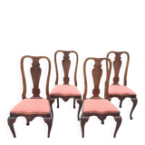Set of 4 carved wooden chairs from the late 19th century in the Dutch style.