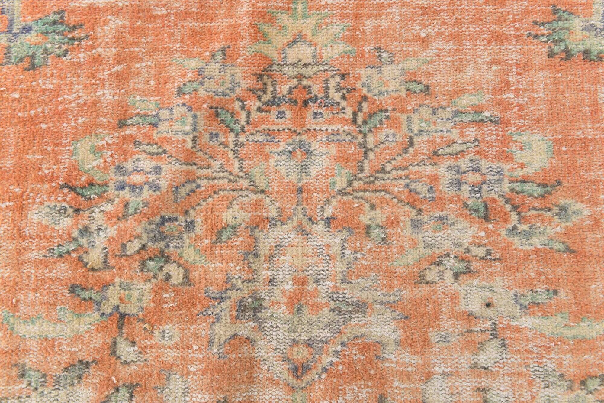 Apricot Tones Pastel Handwoven Turkish Vintage Carpet Rug, 177x273 Cm