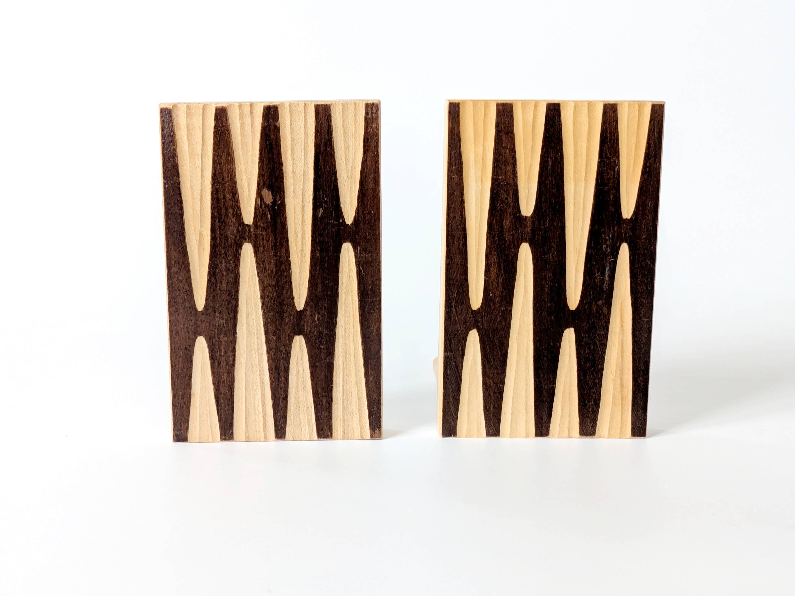 Pair of wooden bookends, Bauhaus style, 1950s