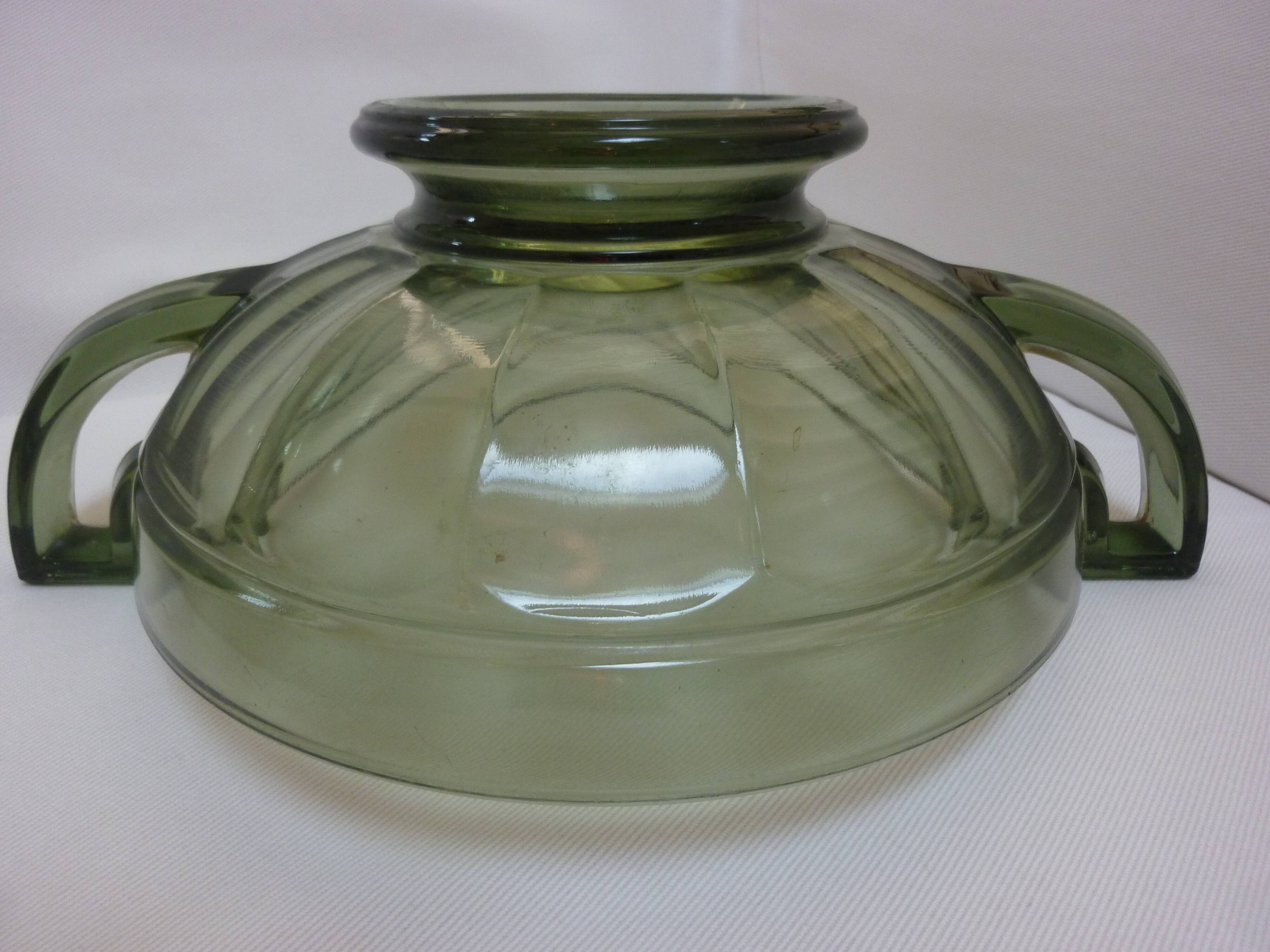 Art deco val st lambert's beautiful smoked grey glass walk-on cut