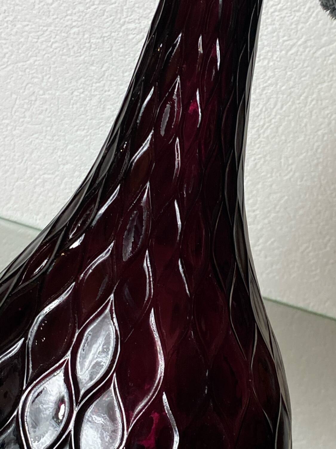 Empoli glass bottle, honeycomb pattern, 1960s