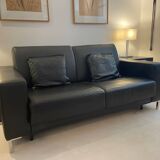 3-seater black leather sofa