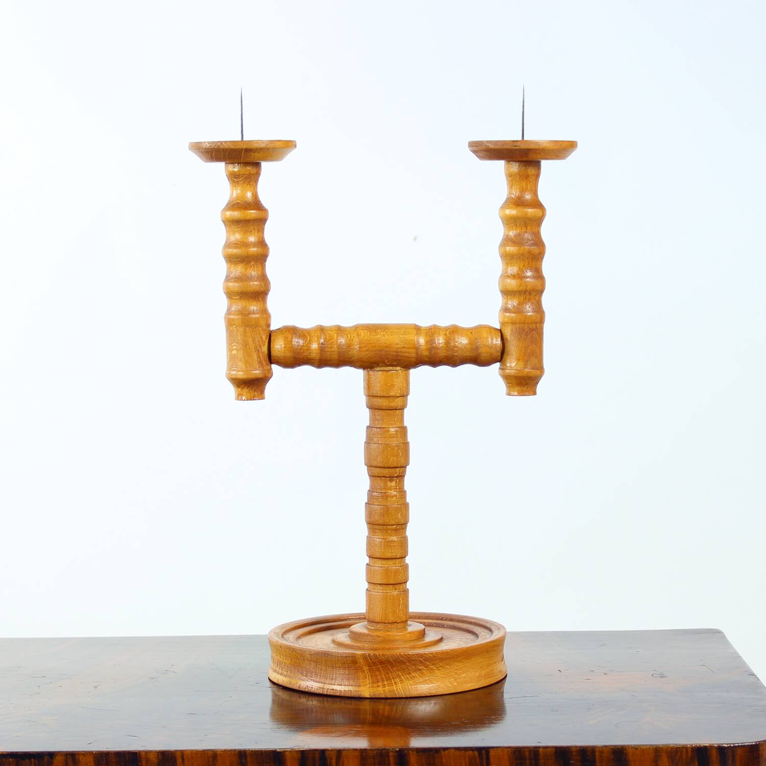 Mid-century wooden candle holder, Czechoslovakia, 1950s
