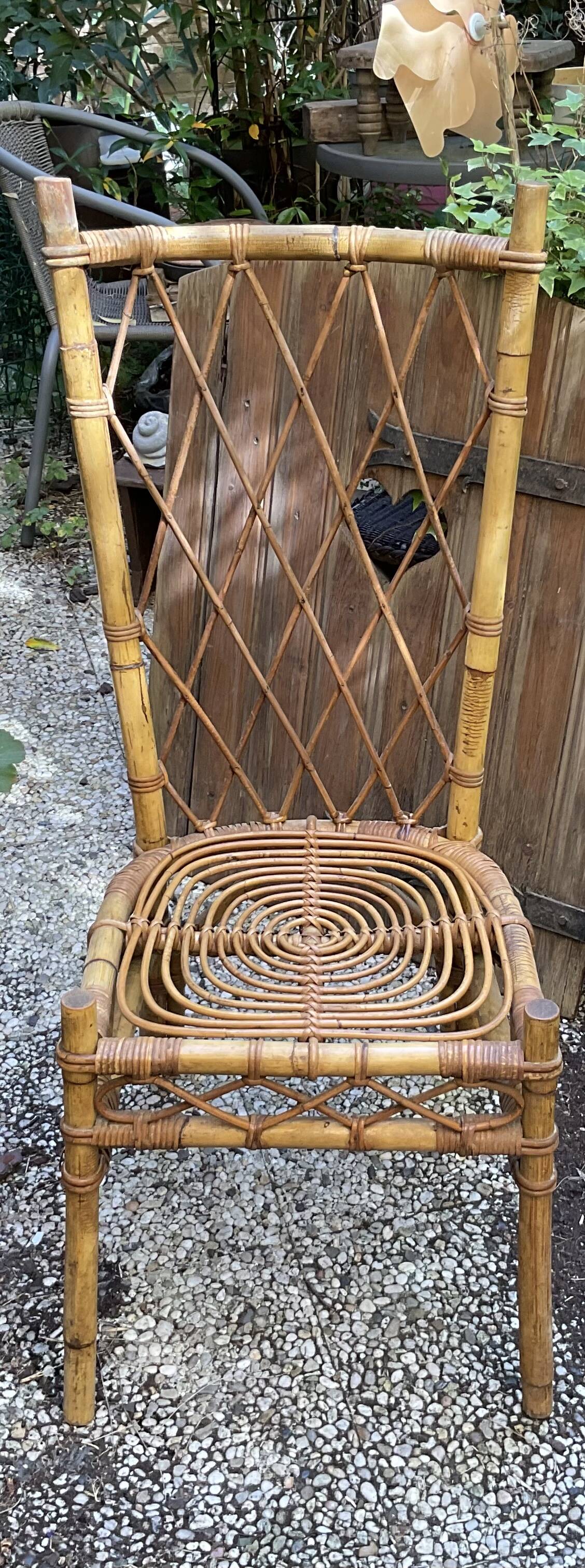 Louis sognot chaise osier rotin vintage