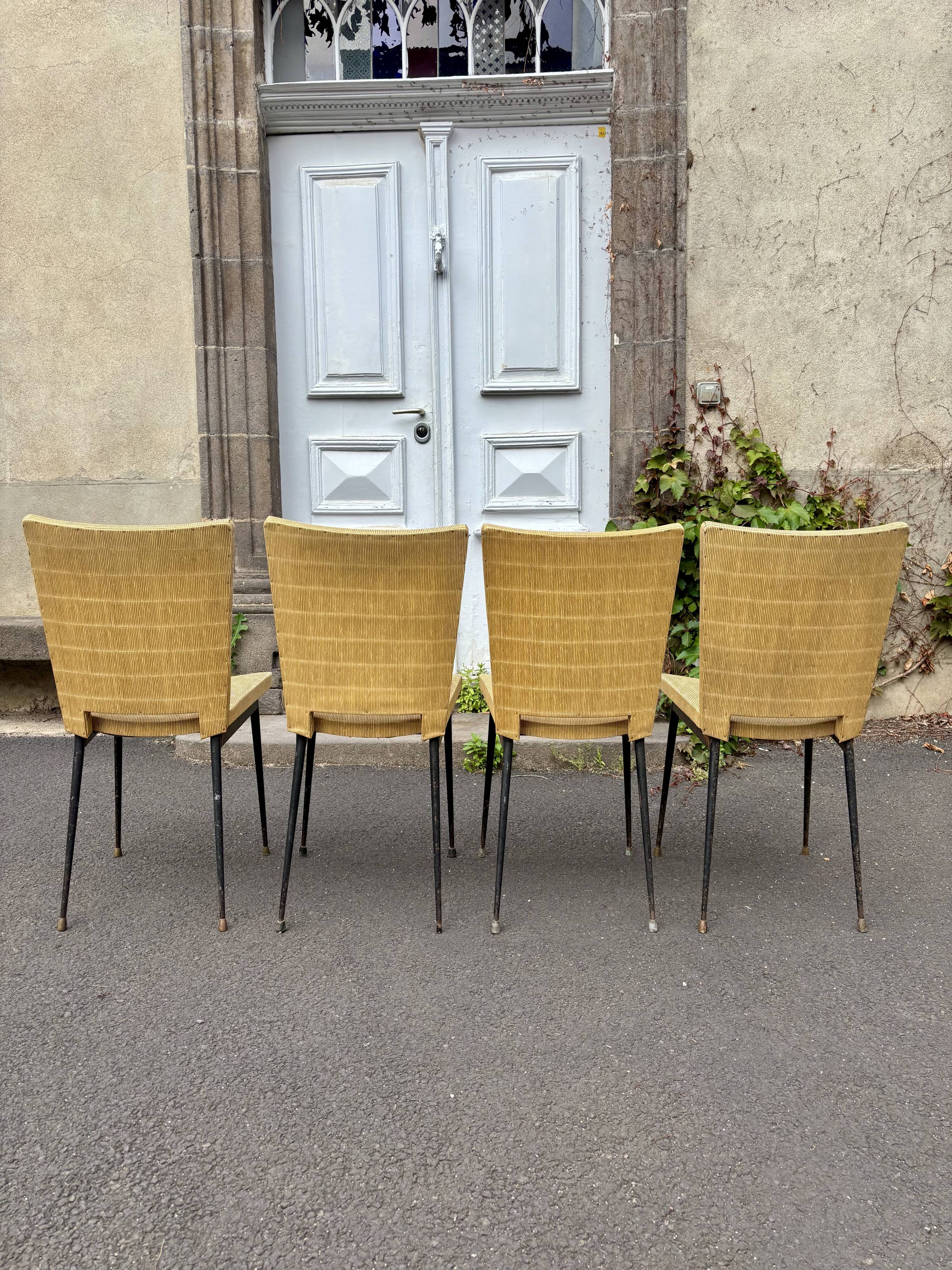 Set of 4 Colette Gueden vintage chairs from 1950.