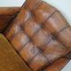 French cognac leather buttoned back club chair