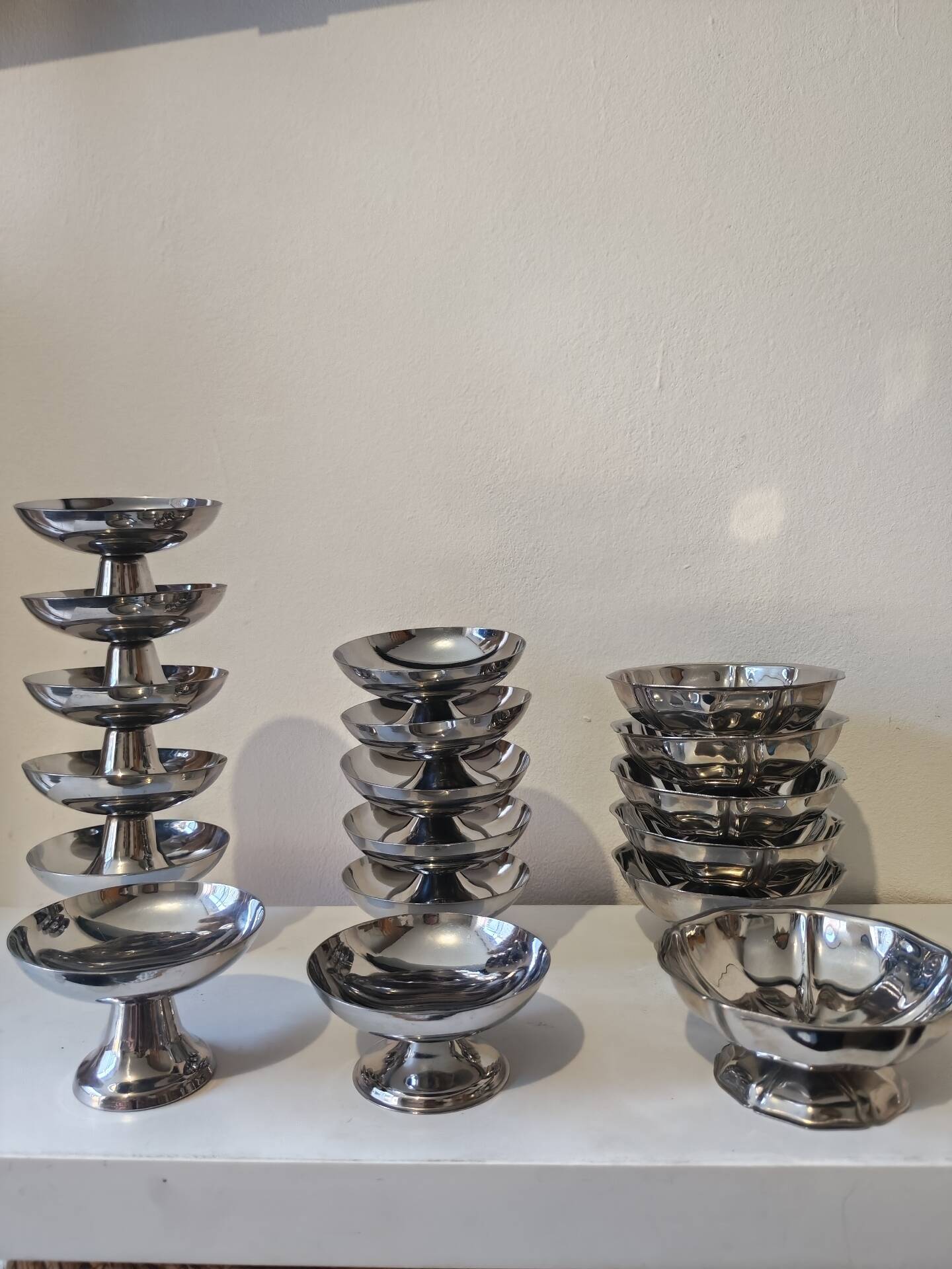 18 low sorbet cups in stainless steel chrome