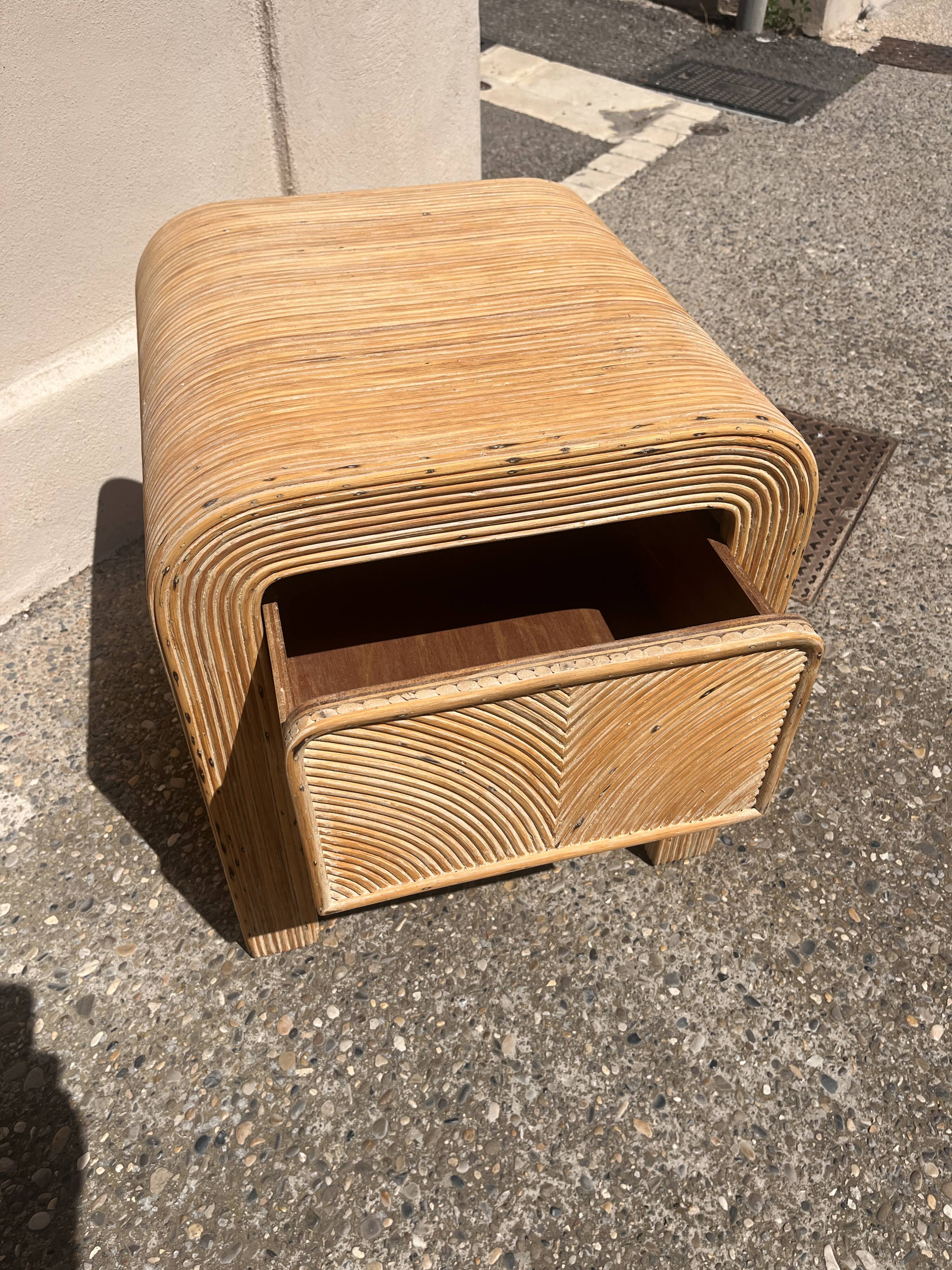 Vintage rattan bedside table from the 70s/80s