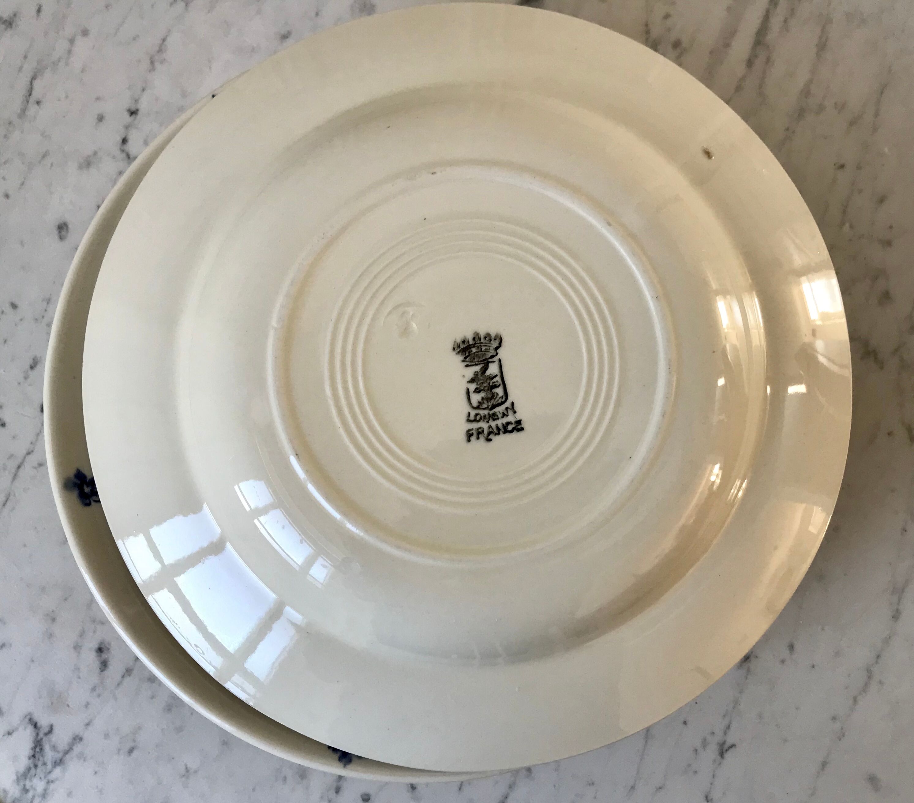 Set of 6 hollow plates Longwy 20s