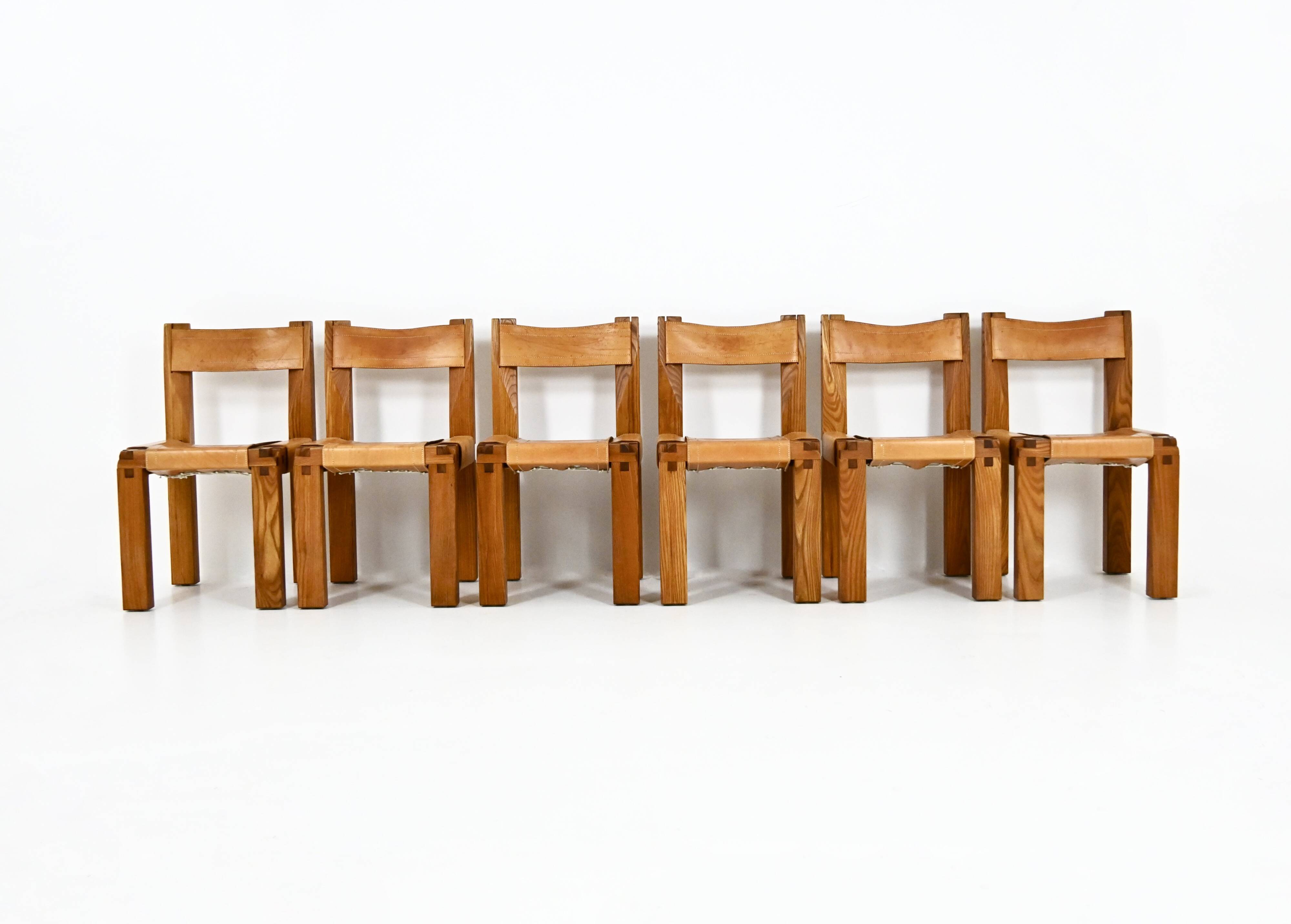 Set of 6 "S11" dining chairs by Pierre Chapo, 1966