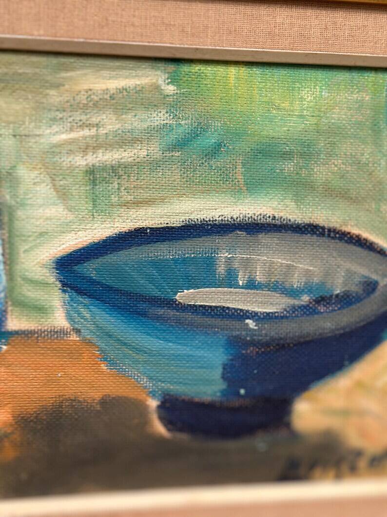 Large Original Swedish Oil on Panel – “Kettle Bowl and Glass” by Louis Zelig – Signed – Vintage & Framed – 40 × 80 cm (15.7" × 31.5")