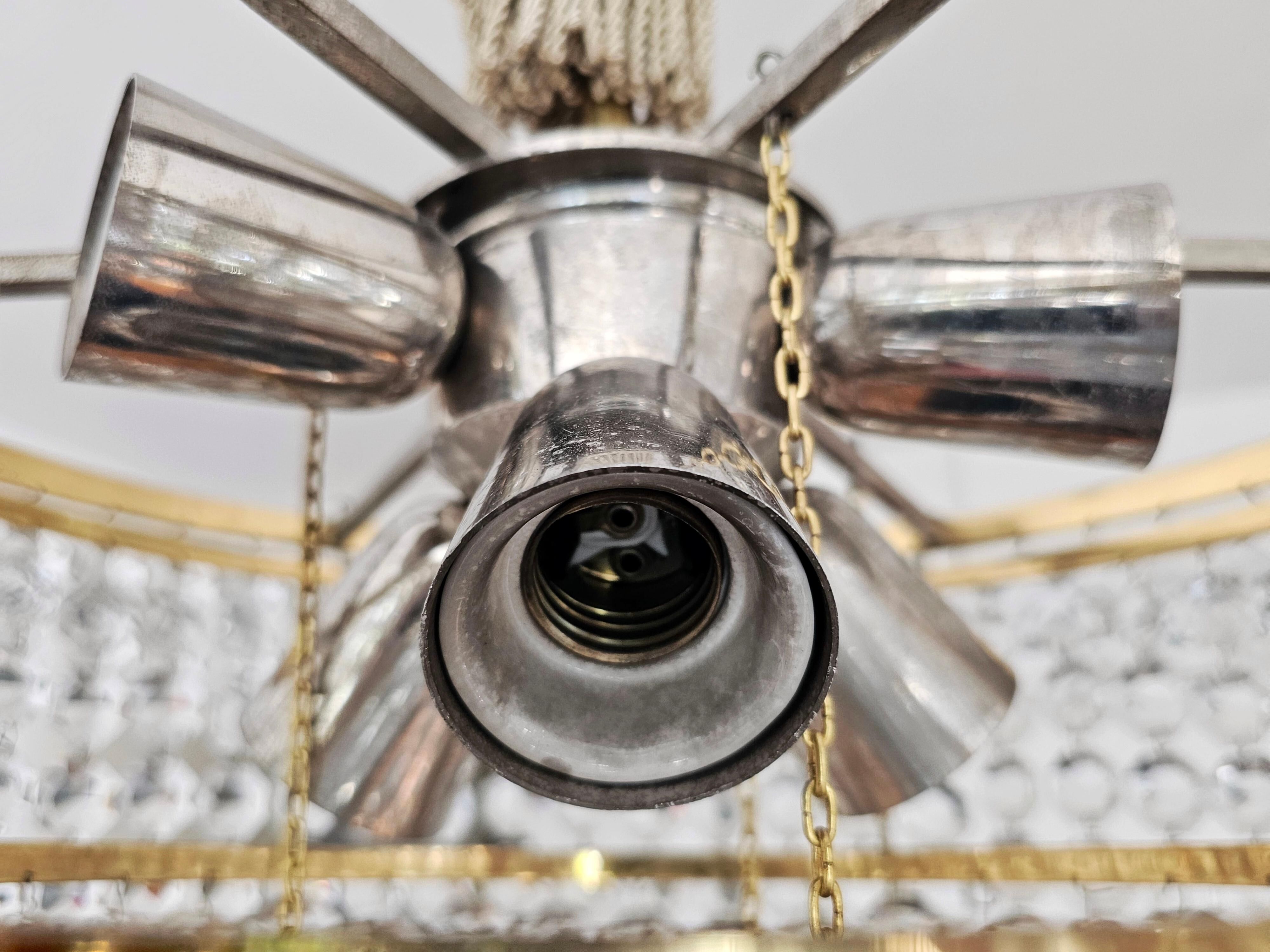 Mid-Century Modern crystal chandelier attributed to Bakalowits.