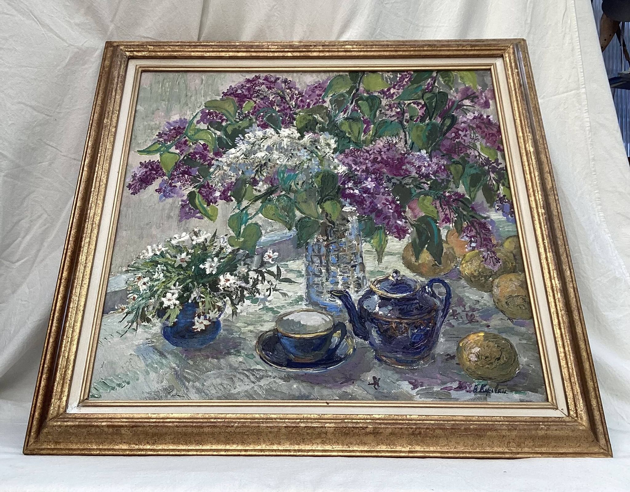 Oil painting on canvas signed, dimensions: height - 74cm - length - 75cm -