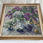 Oil painting on canvas signed, dimensions: height - 74cm - length - 75cm -