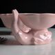 Vintage powder pink earthenware duo. Salins les Bains. 1950s.