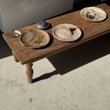 Ashtray, circular dish or plate in grey-orange petrified wood D25.5