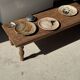 Ashtray, circular dish or plate in grey-orange petrified wood D25.5