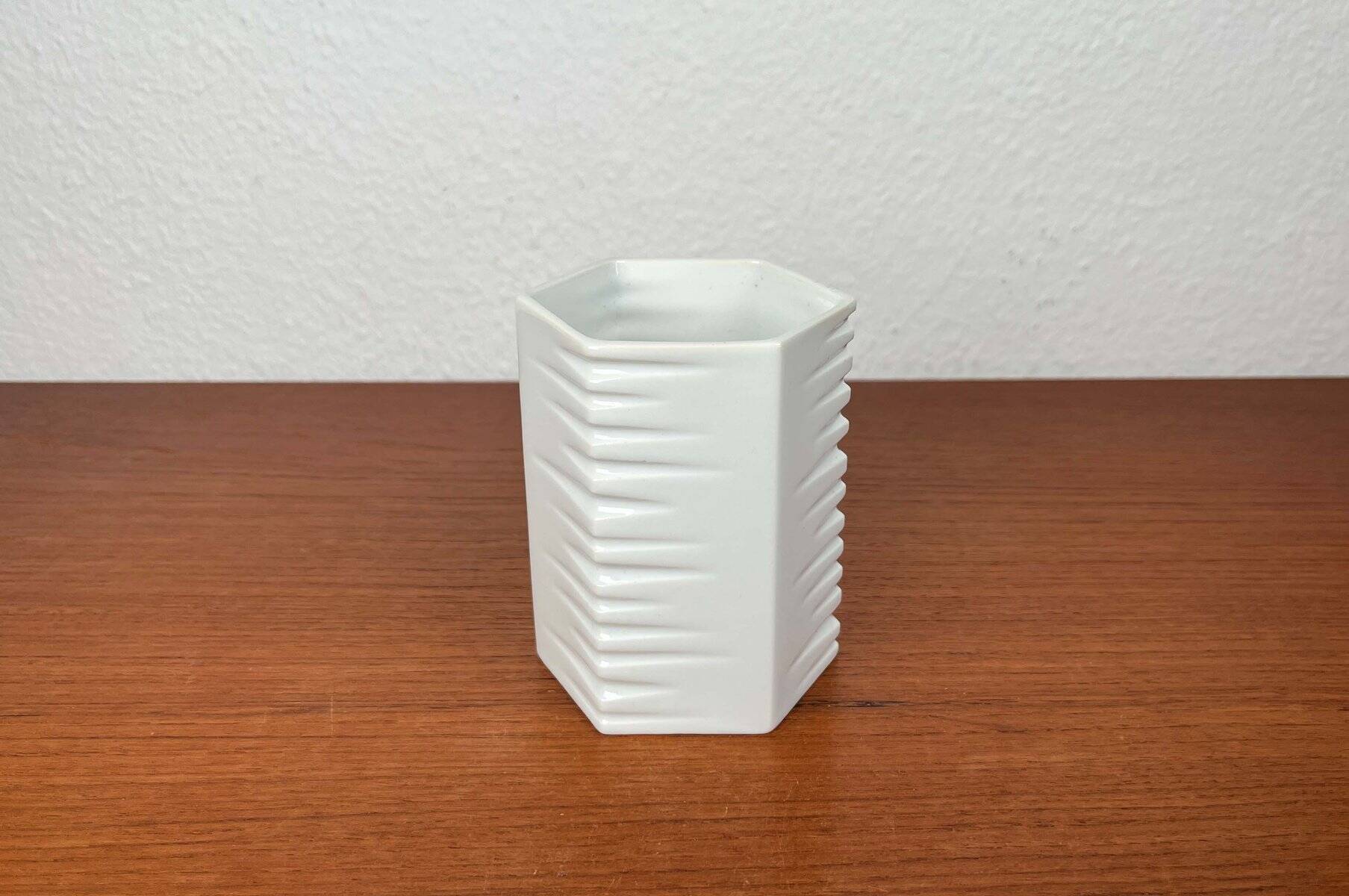 Vintage German white porcelain vase, 1980s.