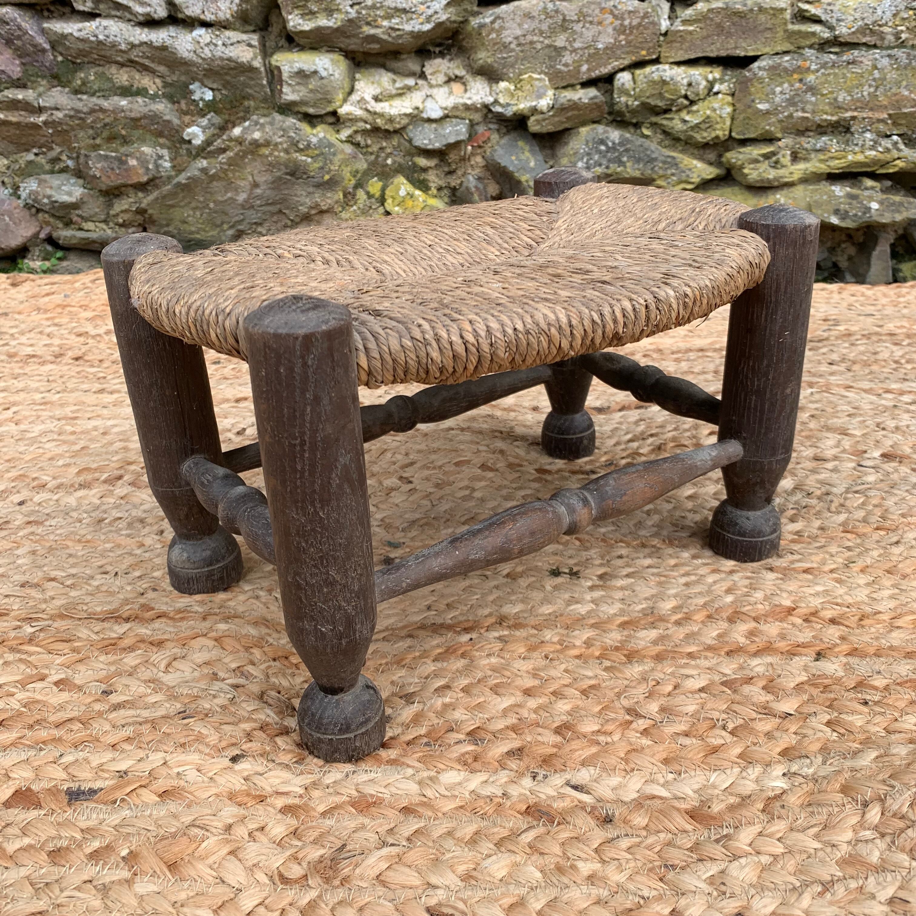 Wooden and straw stool