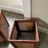 Caches-pots vintage en bois et cannage