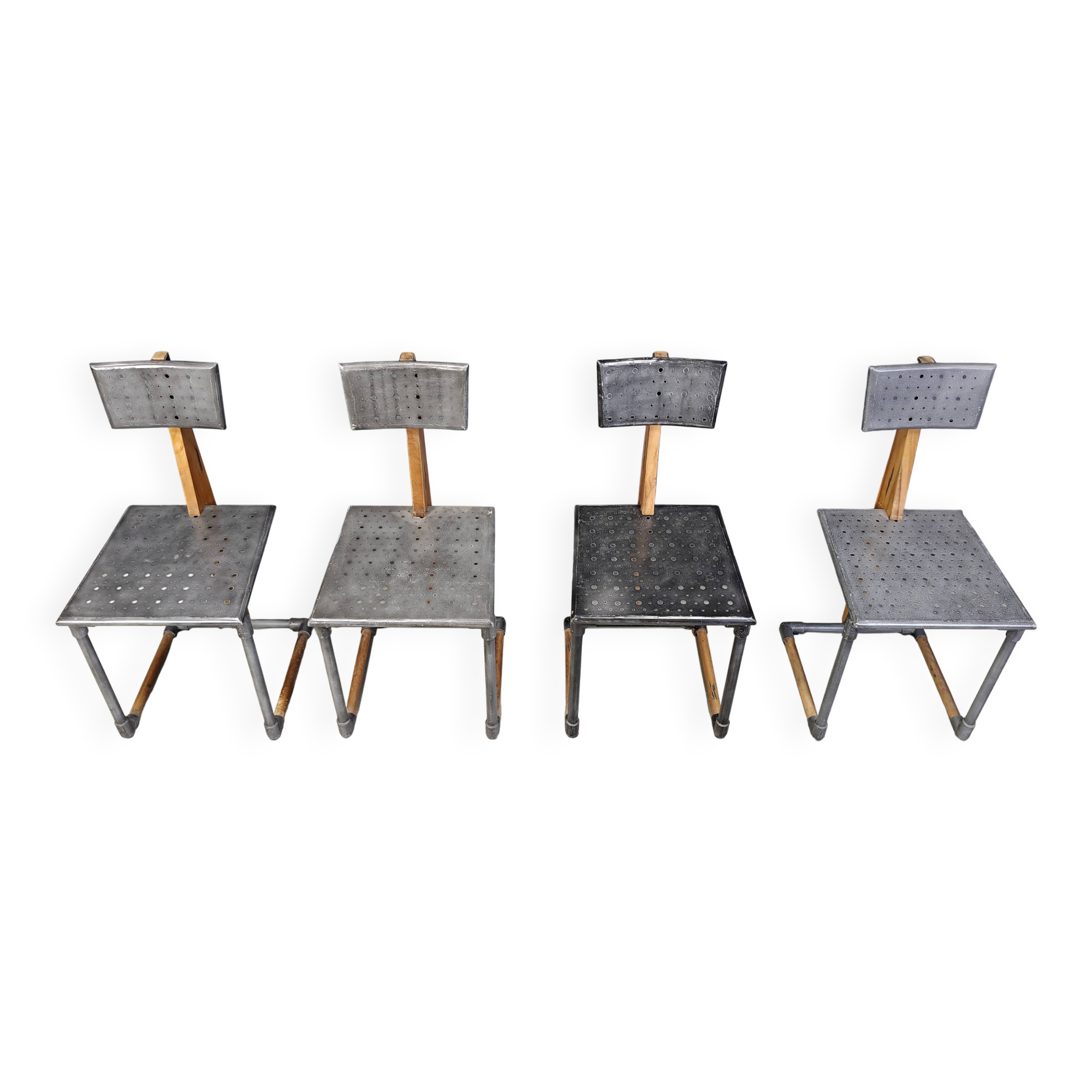 Chaises industrielles vintage, années 1970 - lot de 4