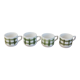4 vintage cups with green tile decor