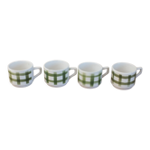 4 vintage cups with green tile decor