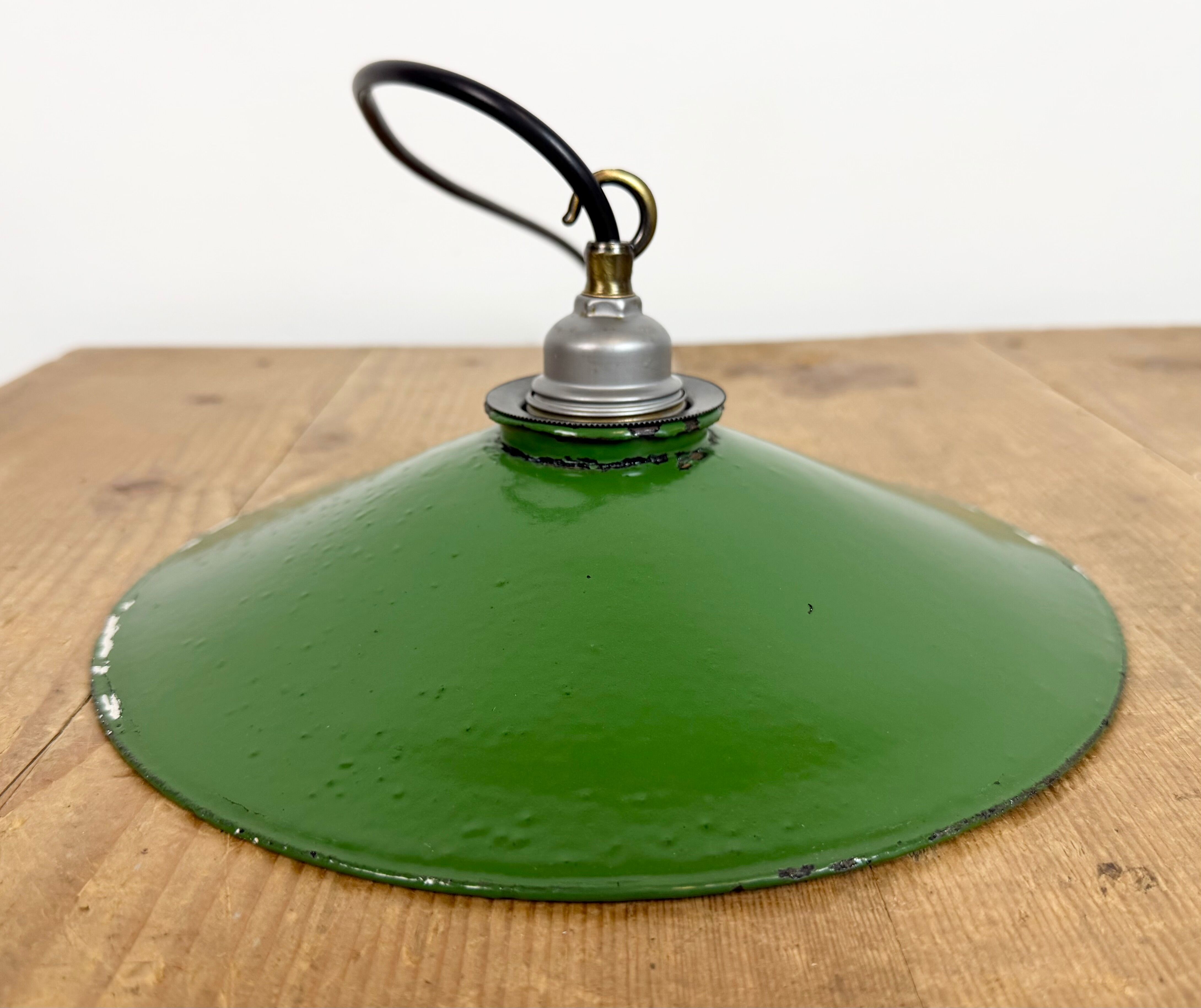 Industrial Green Enamel Light, 1950s