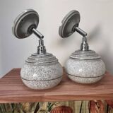 Pair of ceramic and glass wall sconces