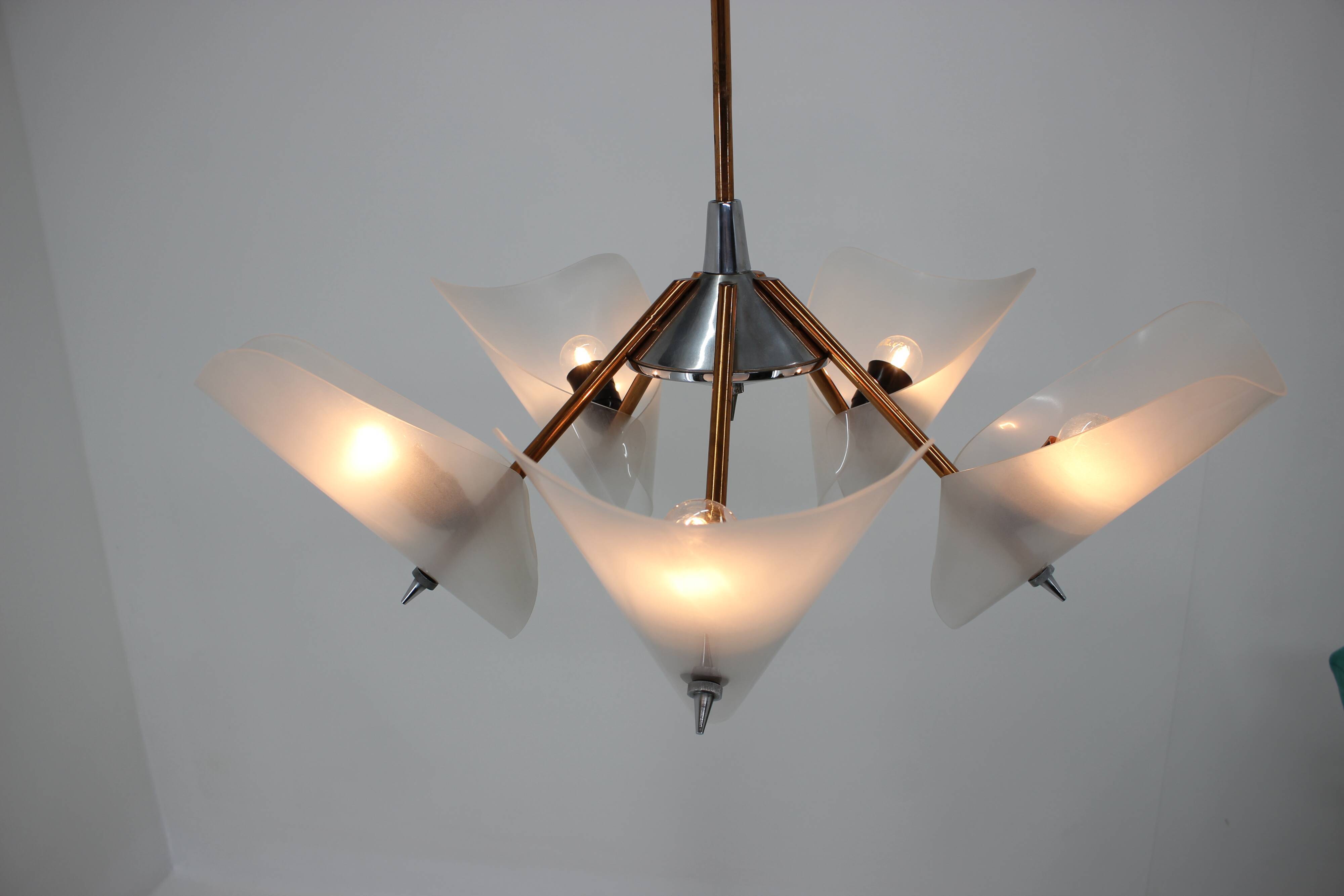 Mid-century chandelier by Drukov,  1960