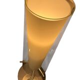 Glass and opaline table lamp with stainless steel base