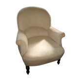 Fauteuil crapaud en tissu pieds en bois tournés
