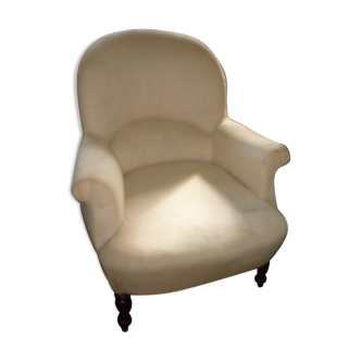 Fauteuil crapaud en tissu pieds en bois tournés