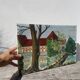 Old landscape painting oil on canvas