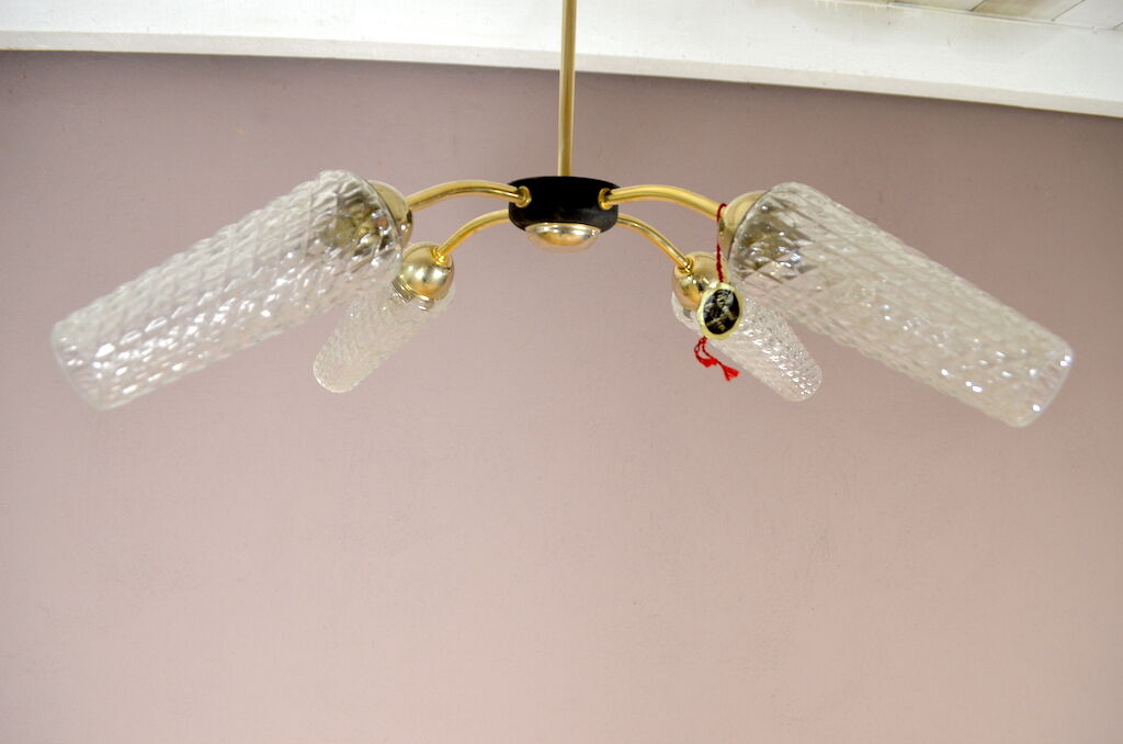Golden vintage lustre - black metal 1960