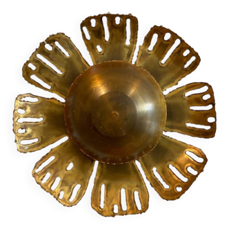 Vintage Brass Flower Wall Lamp by Svend Aage Holm Sørensen for Holm Sø