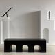 Bench in solid monoxyl wood, carved base in 3 arches - Black color