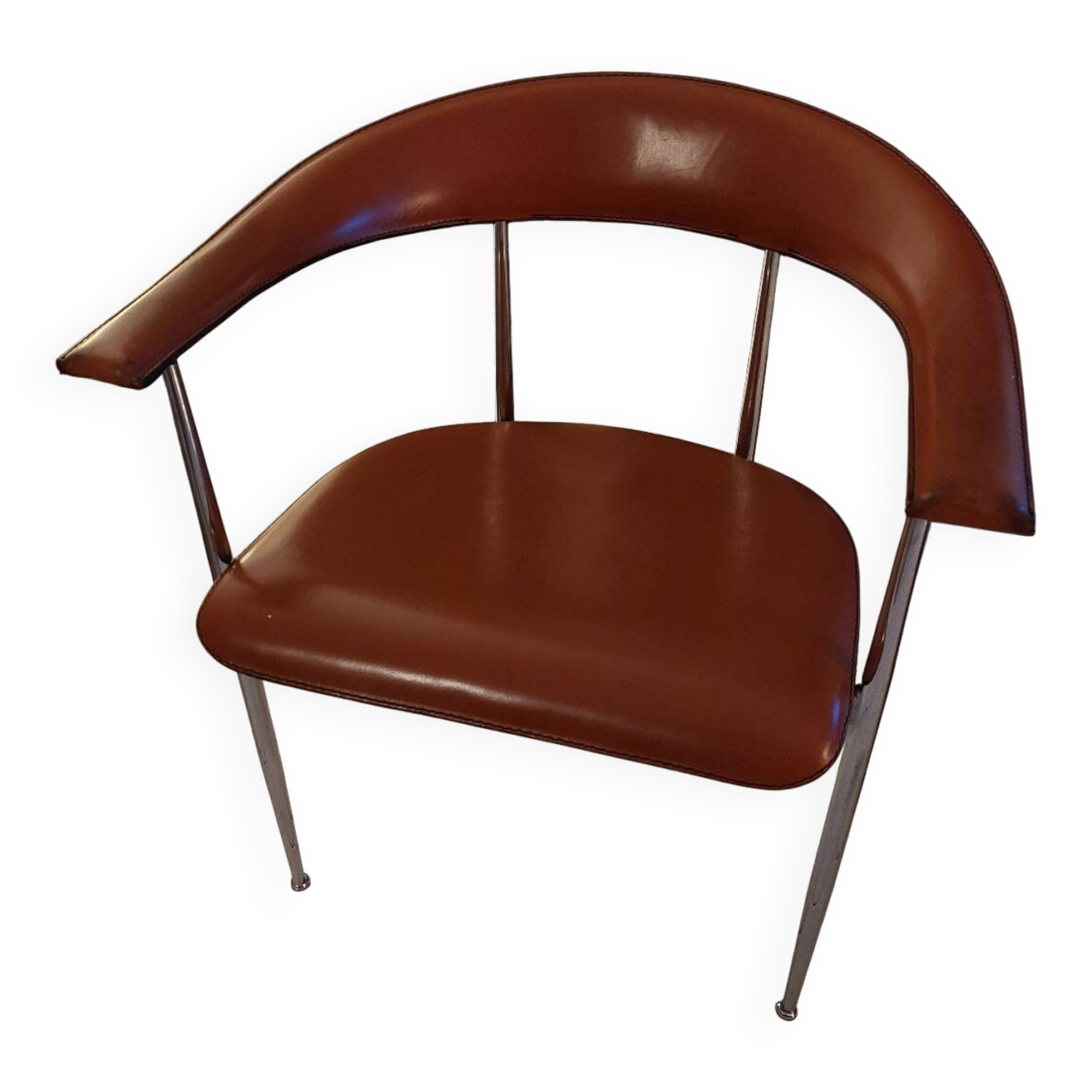 Chaise en cuir et inox Fasem