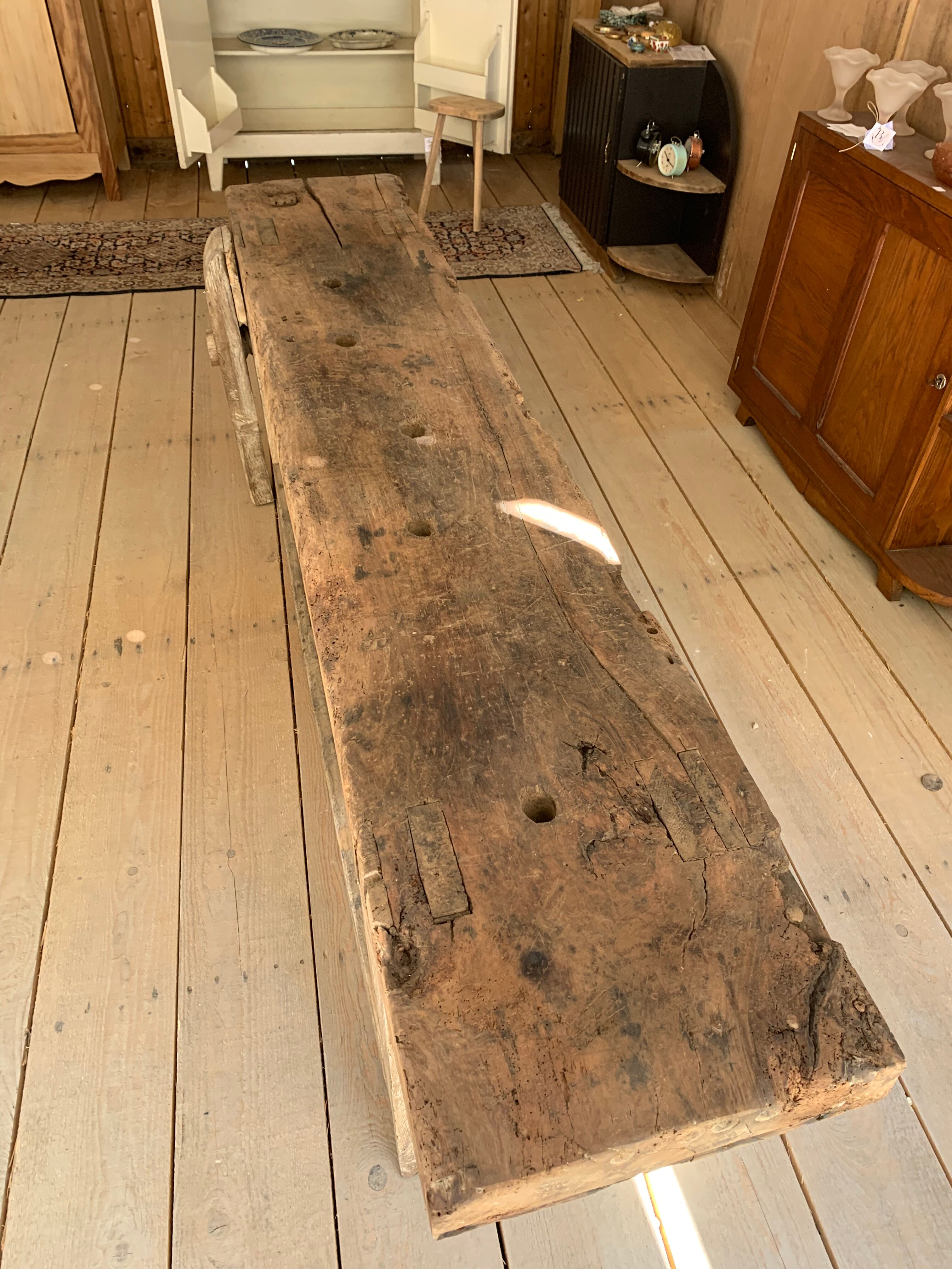 Oak and walnut workbench