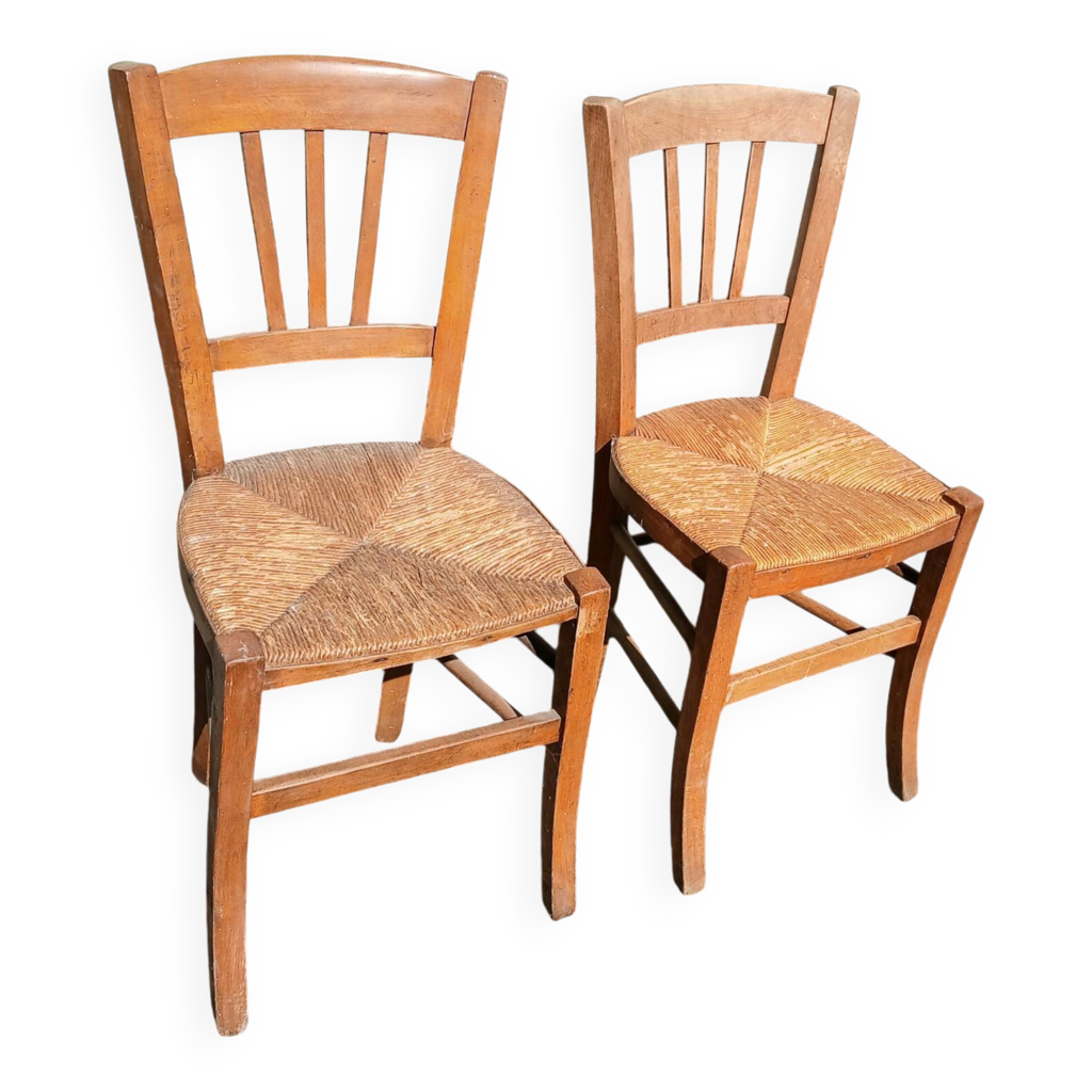 Paire de chaises bistrot paillées